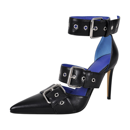 Pointed Toe Ankle Buckle Strap High Heels Pumps - Onlymaker Customer Favorite