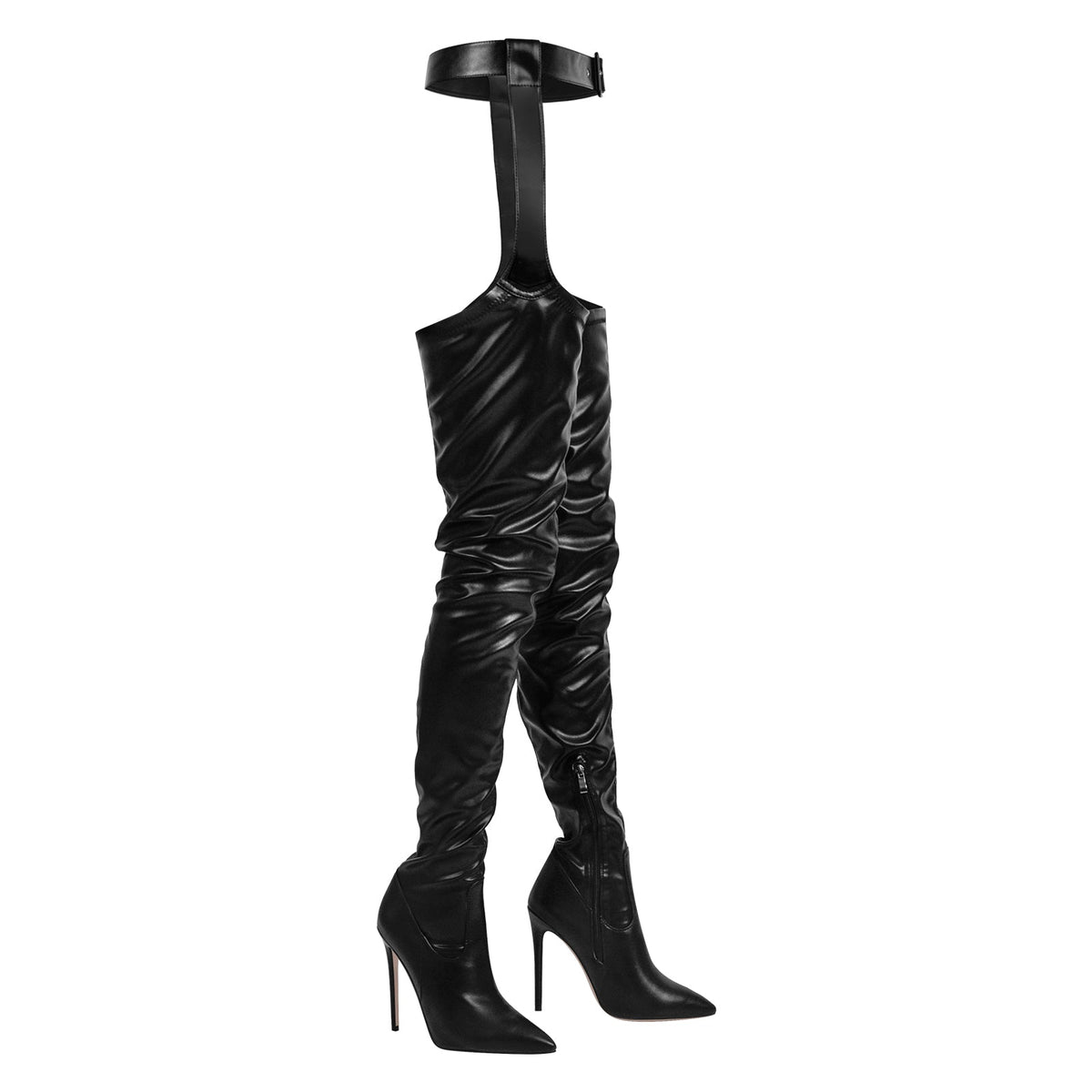 Black Pleated Stiletto Heeled Pant Boots - Onlymaker Top Pick