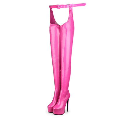 Round Toe Platform Stiletto Stretchy Pantyhose Boots - Onlymaker Sale
