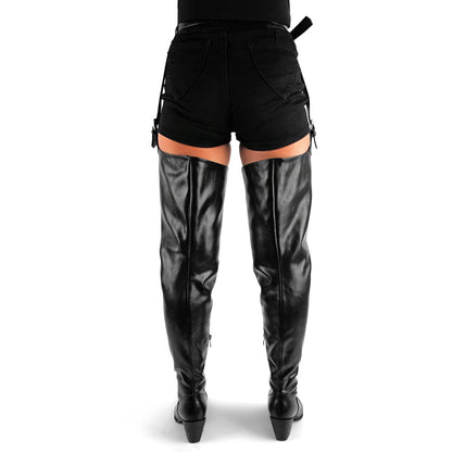 Pointed Toe Buckle Chunky Heel Pant Boots - Onlymaker Smart Buy