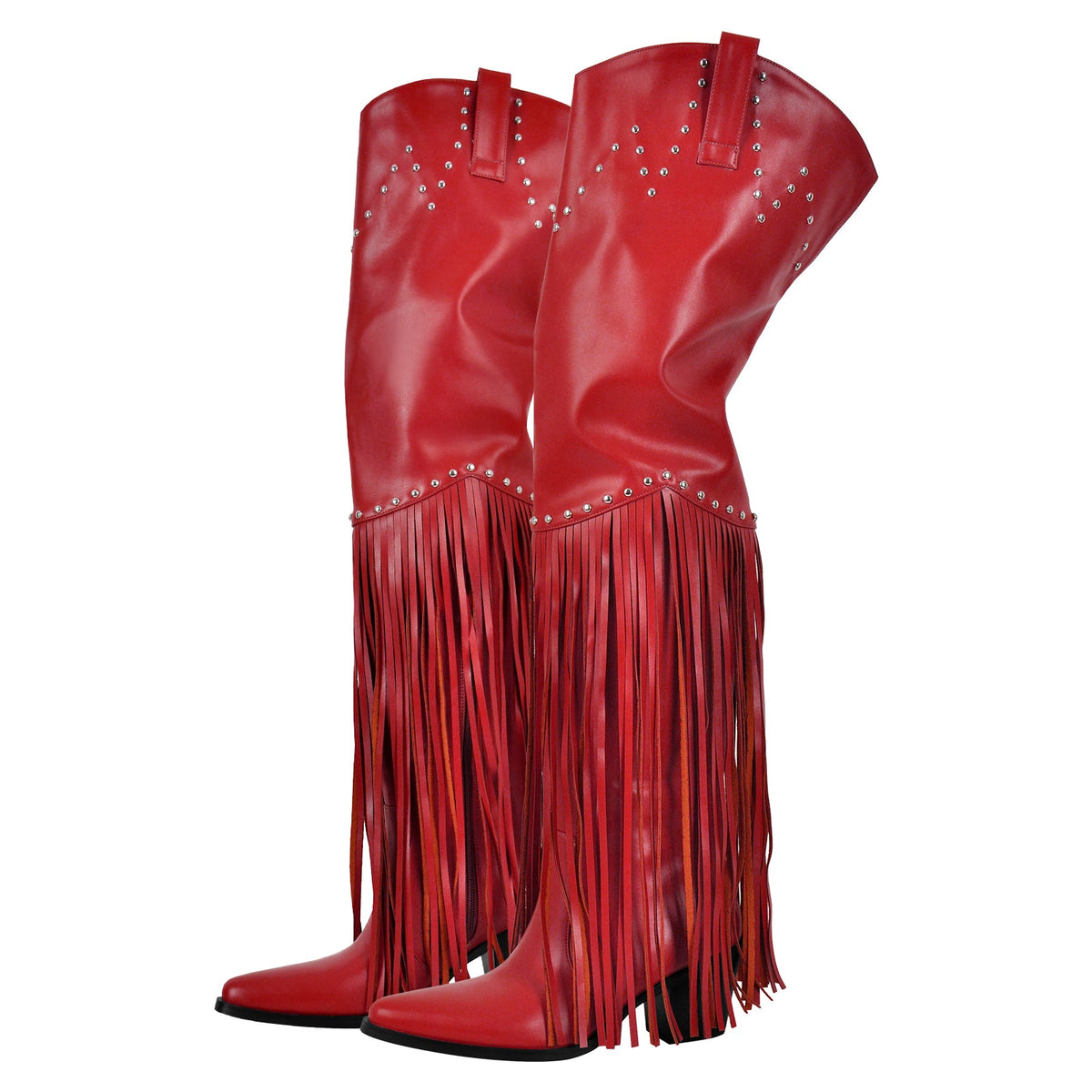 Chunky Heel Fringe Over The Knee Boots - Onlymaker Special Offer