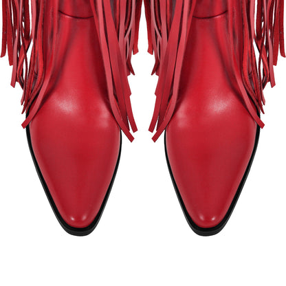Chunky Heel Fringe Over The Knee Boots - Onlymaker Special Offer