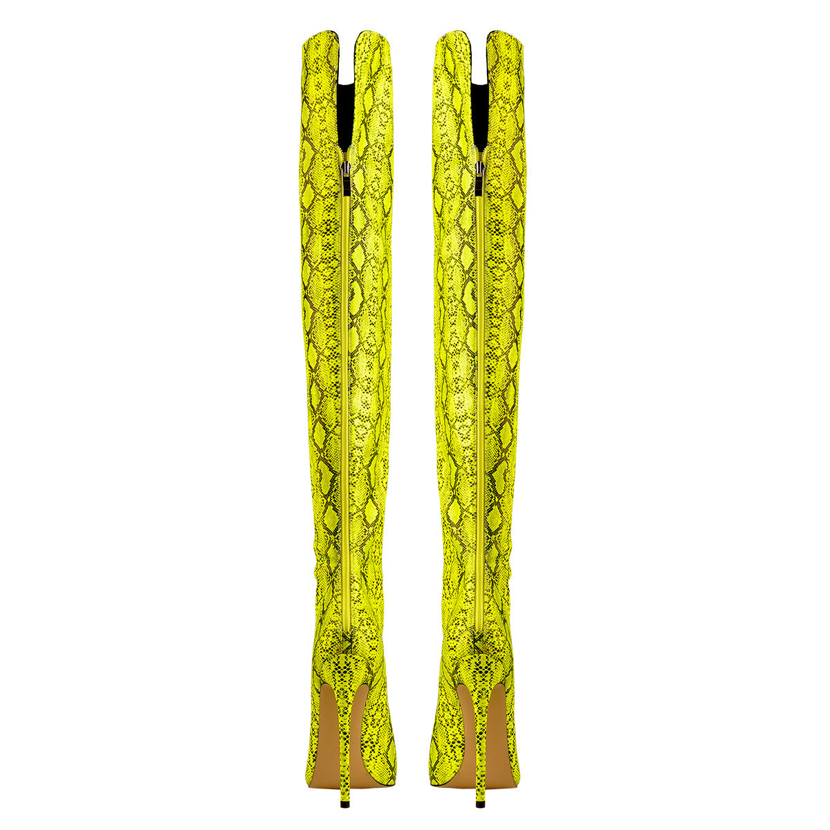 Open Toe Snake Fluorescent Color Stiletto High Heel Over The Knee Boot - Onlymaker Premium