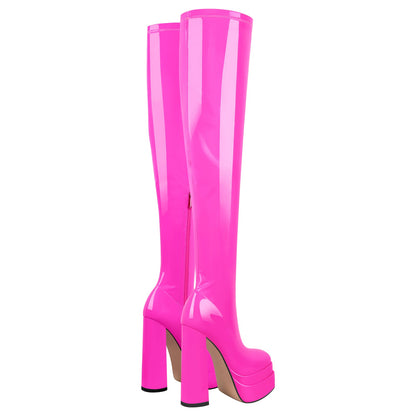 Platform Chunky High Heel Thigh Boots - Onlymaker Classic