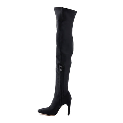 Stretchy Square Toe Block Heel Over the Knee Boots - Onlymaker Sale