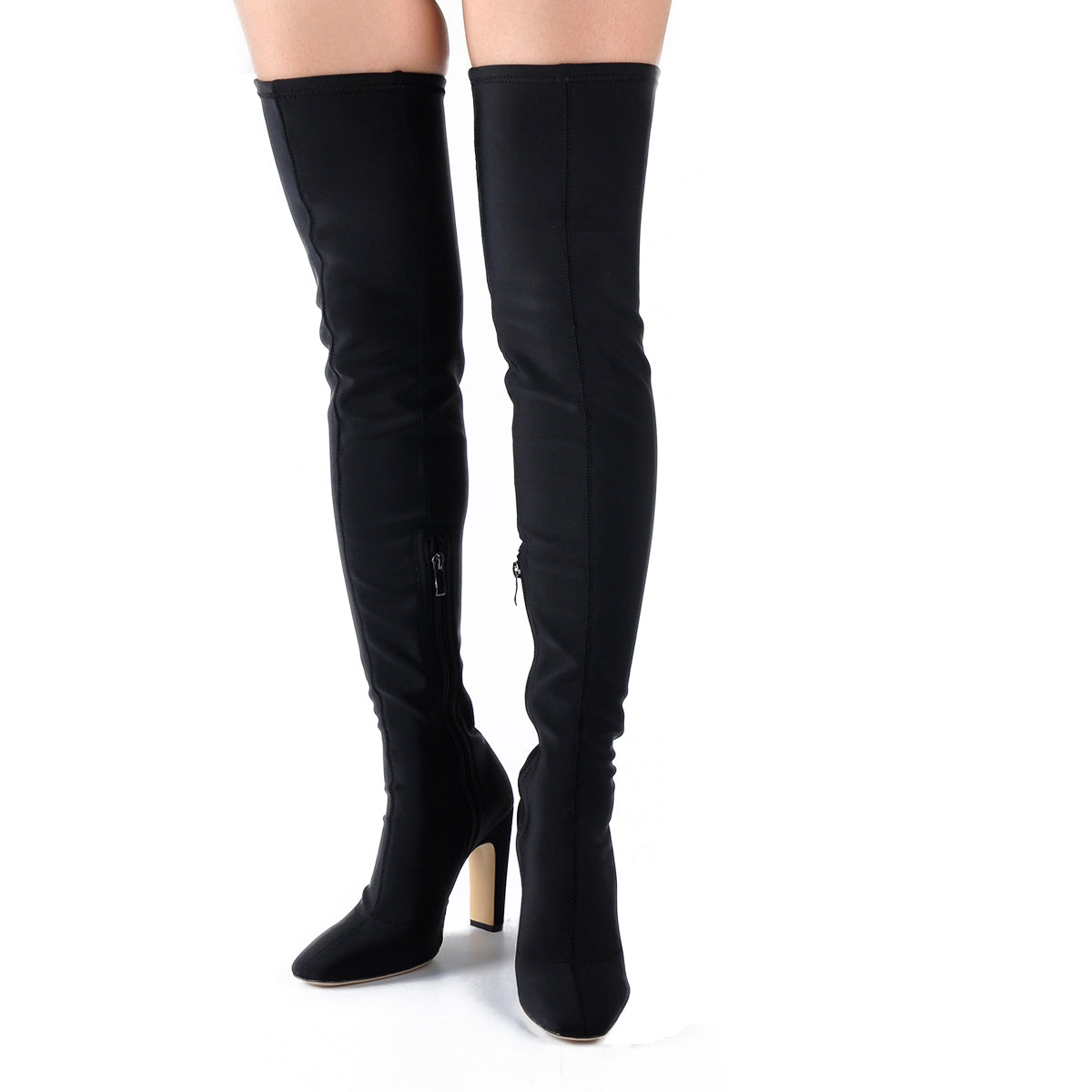 Stretchy Square Toe Block Heel Over the Knee Boots - Onlymaker Sale