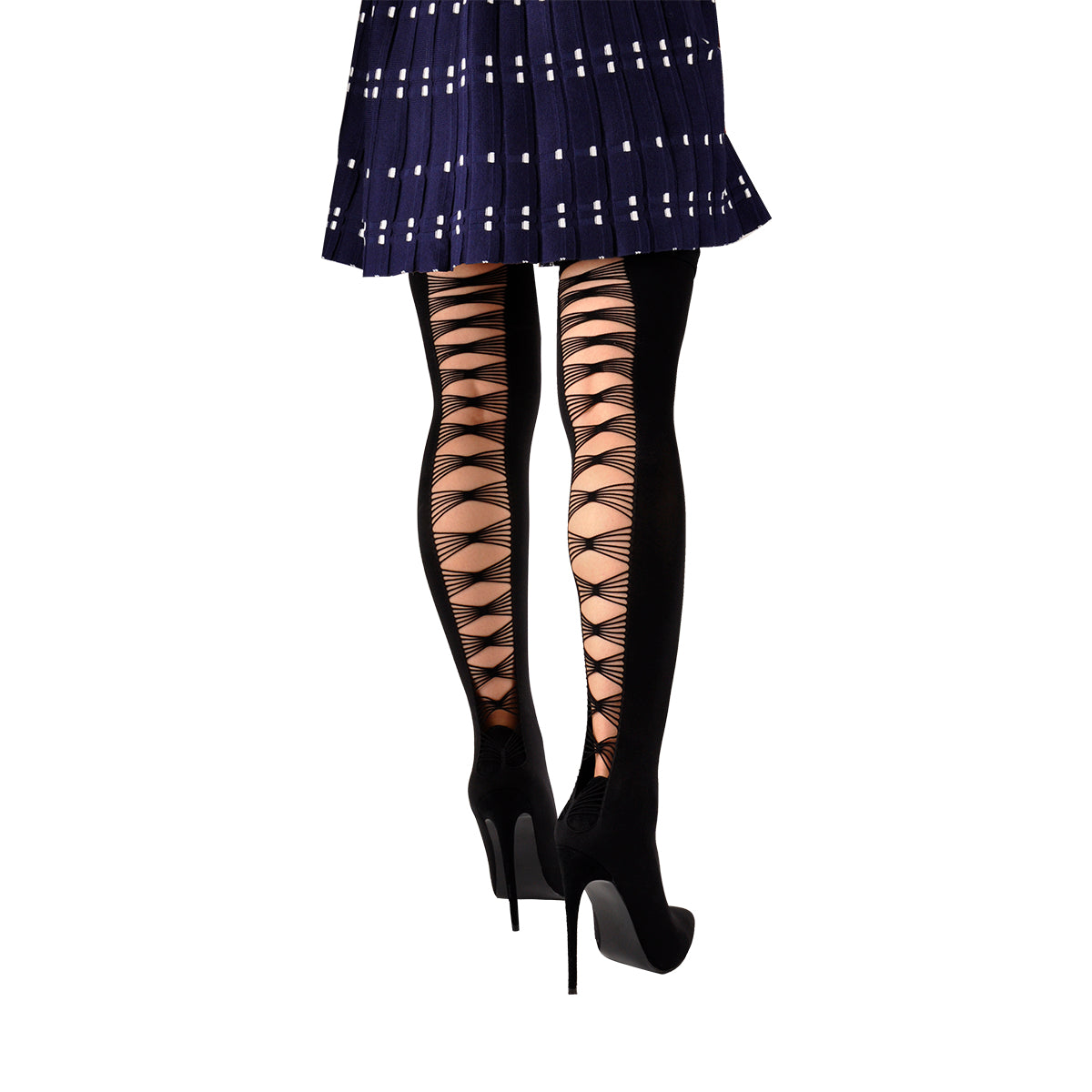 Thigh High Pointy Toe Stiletto Stretch Back Hollow Out Stocking Bootie - Onlymaker Sale