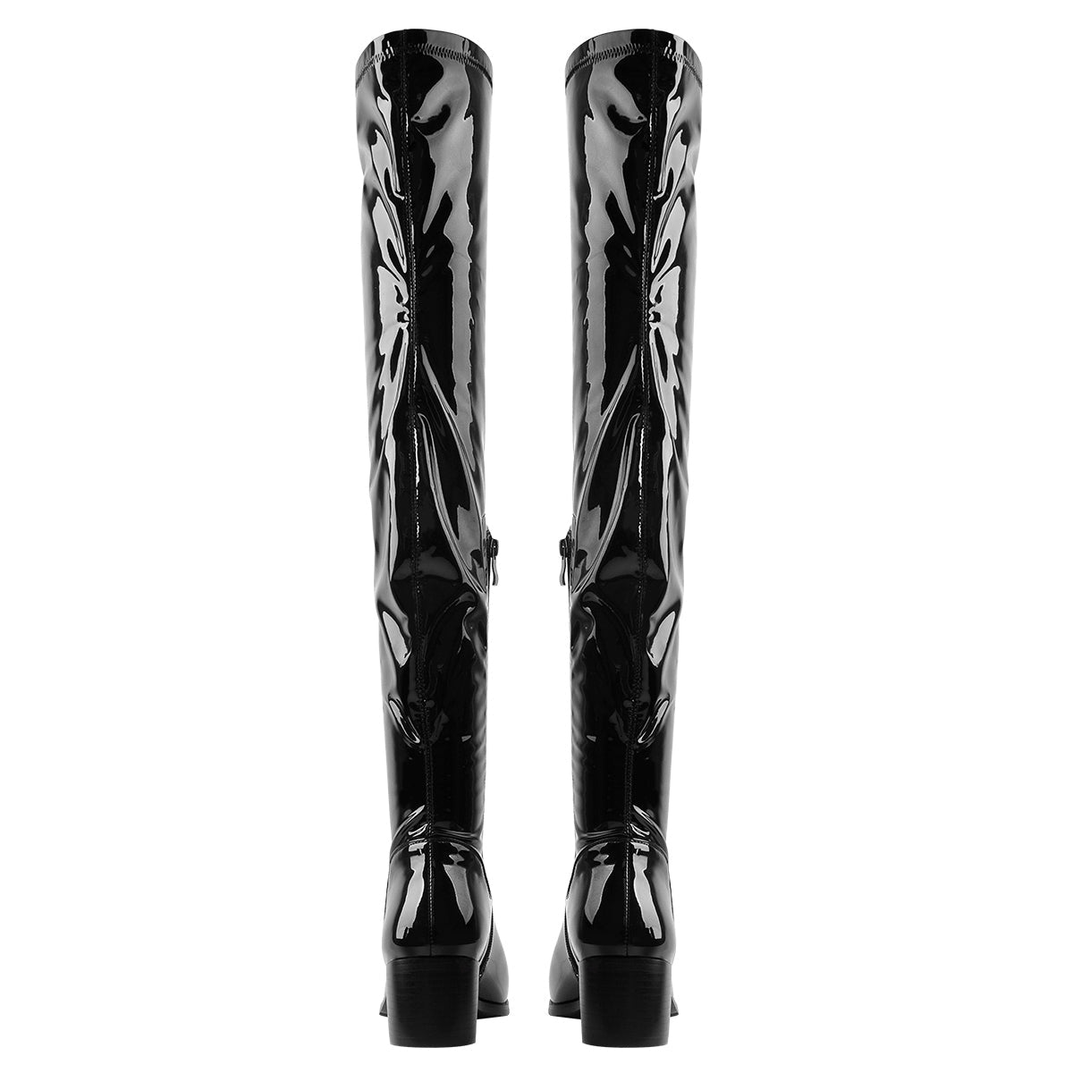 Black Patent Leather Over The Knee Boots - Onlymaker Top Pick