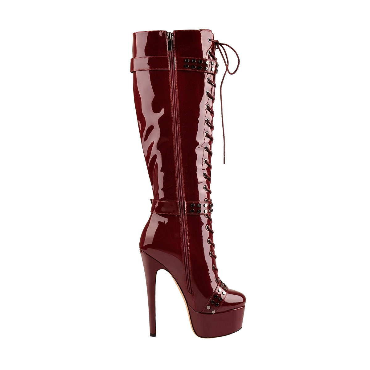 Platform Lace-Up High Heel Stiletto Over The Knee Boots - Onlymaker Exclusive