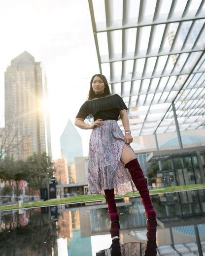 Suede Platform Buckle Stiletto Over The Knee High Boots - Onlymaker Special Offer