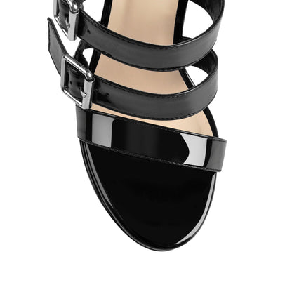 Round Toe Black Over The Knee Stiletto Boots Sandals - Onlymaker Latest