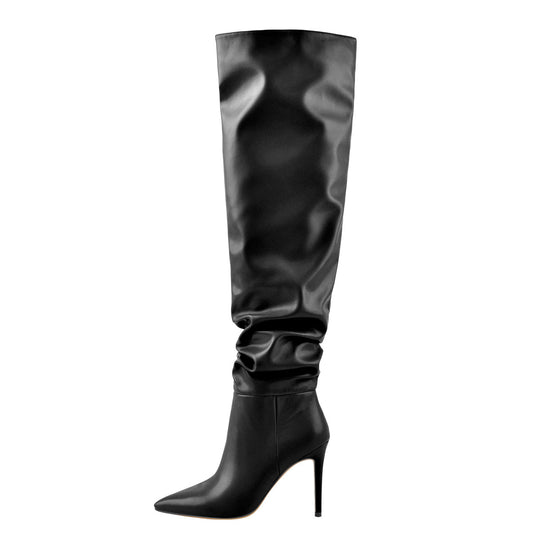 Pointed Toe Tight High Boots 4in Stiletto Heel - Onlymaker Everyday