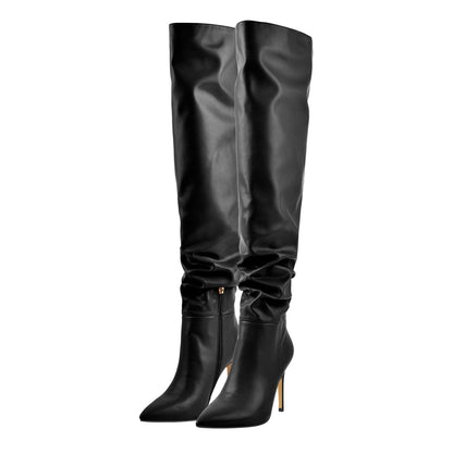 Pointed Toe Tight High Boots 4in Stiletto Heel - Onlymaker Everyday