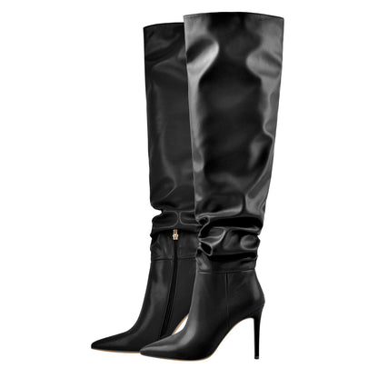 Pointed Toe Tight High Boots 4in Stiletto Heel - Onlymaker Everyday