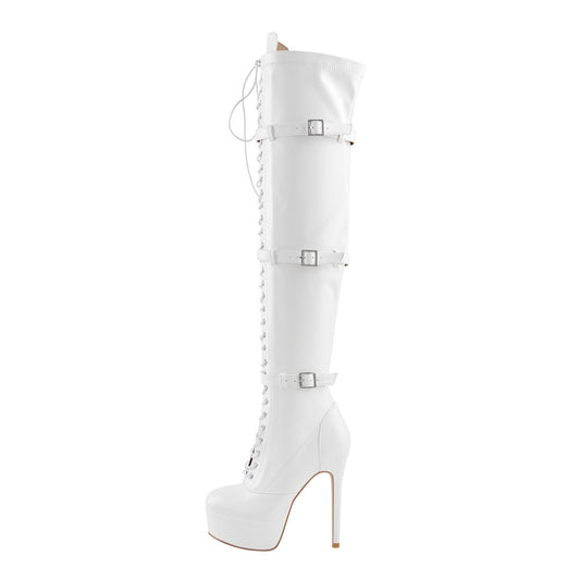 Platform Lace-Up Over The Knee Thigh Boots - Onlymaker Recommended