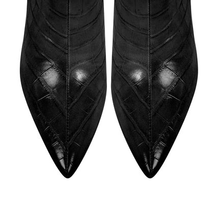 Stone Print Pointed Toe Stiletto Thigh High Boots - Onlymaker Premium