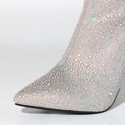 Pointed Toe Rhinestone Tassels Over The Knee Boots - Onlymaker Latest