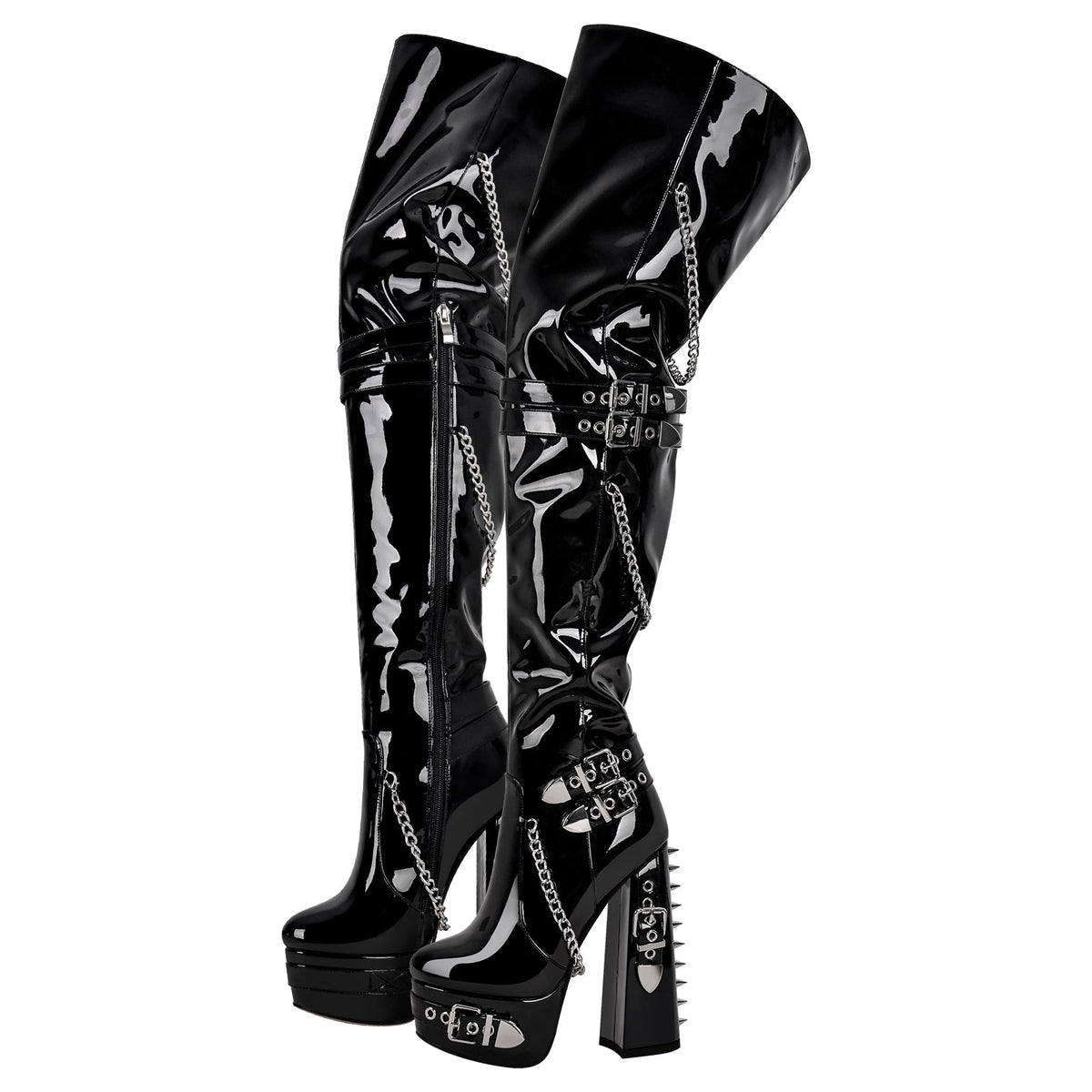 Buckle Strap Rivet Platform Ovee the Knee Boots - Onlymaker Featured