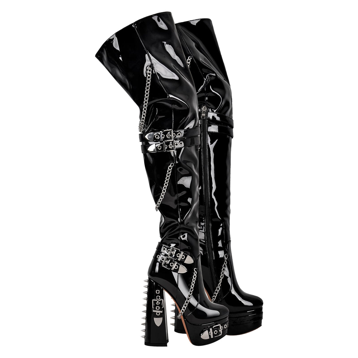 Buckle Strap Rivet Platform Ovee the Knee Boots - Onlymaker Featured
