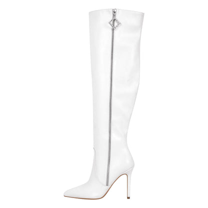 Pointed Toe Zipper Over The Knee Stilettos Boots - Onlymaker Essential