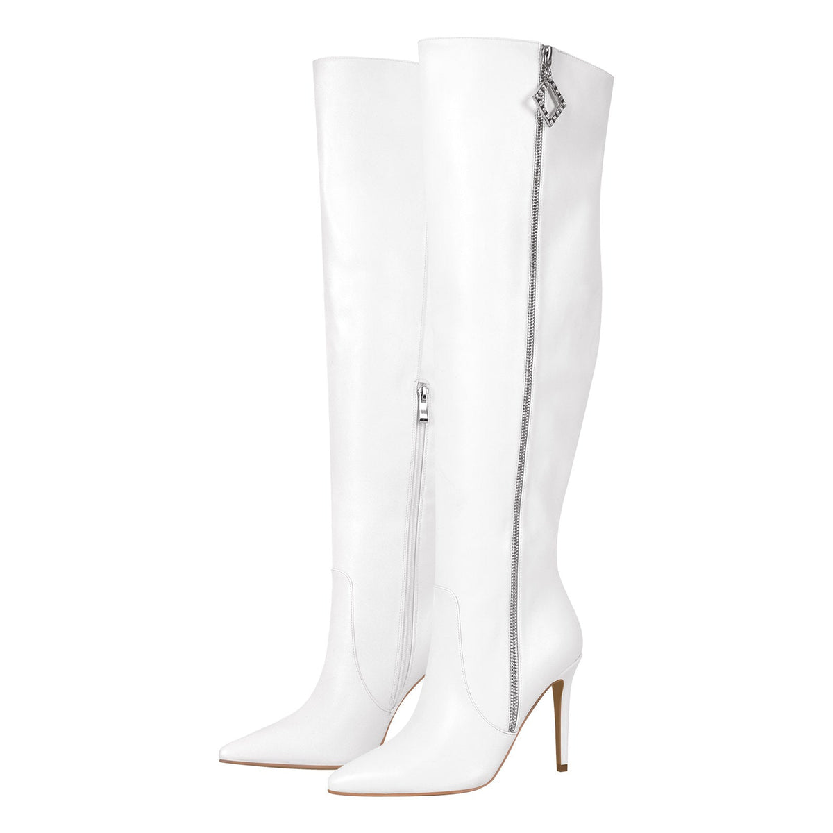 Pointed Toe Zipper Over The Knee Stilettos Boots - Onlymaker Essential