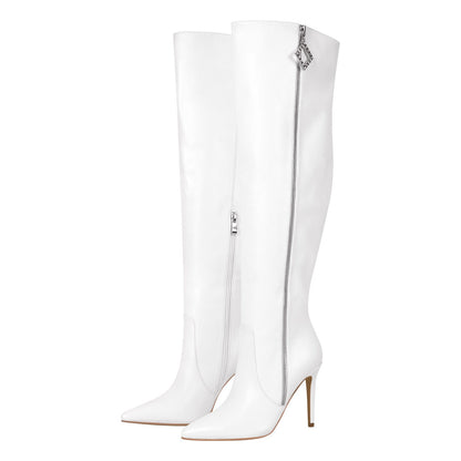 Pointed Toe Zipper Over The Knee Stilettos Boots - Onlymaker Essential