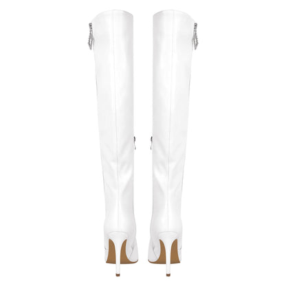 Pointed Toe Zipper Over The Knee Stilettos Boots - Onlymaker Essential