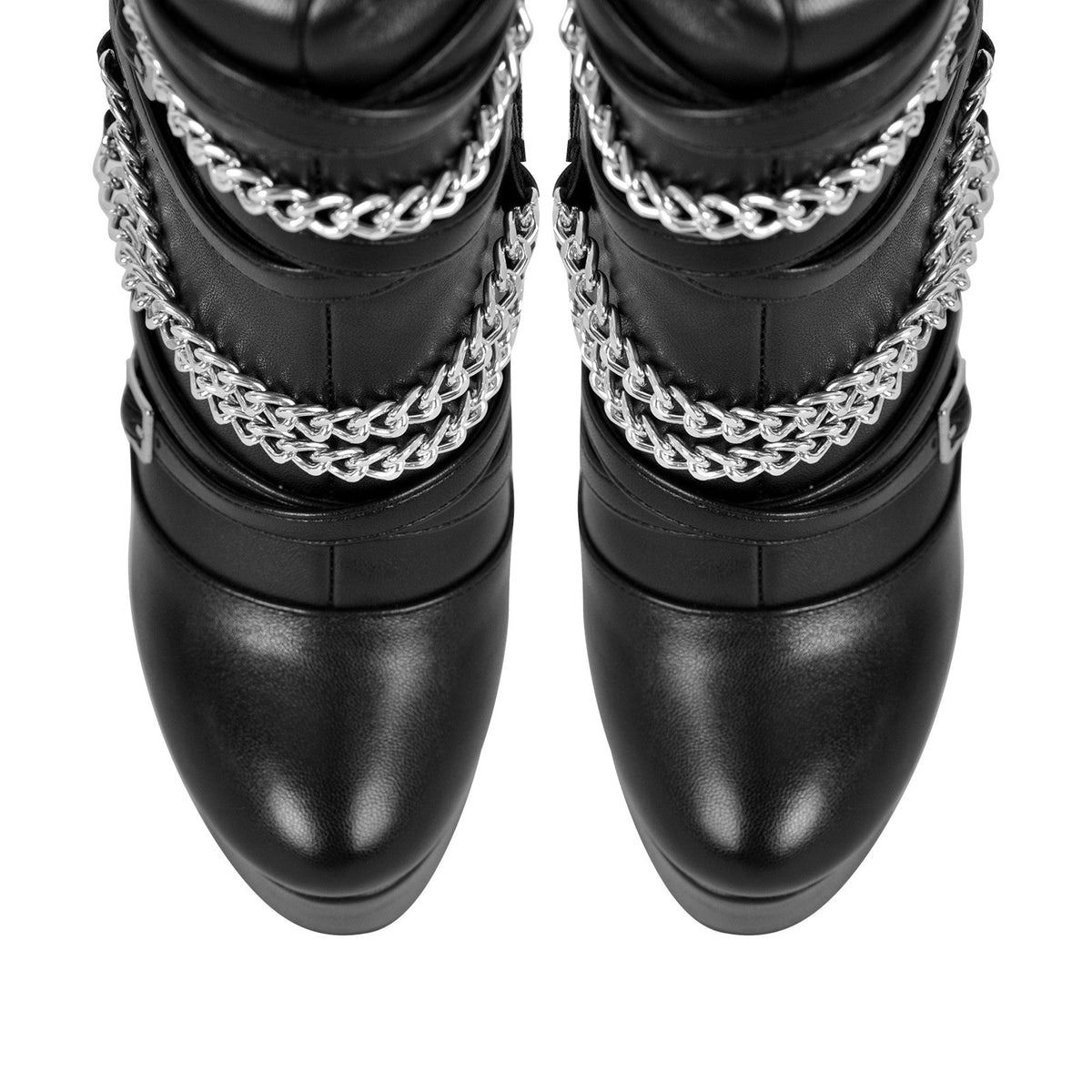 Chain Round Toe Platform Stilettos Over The Knee Boots - Onlymaker Everyday