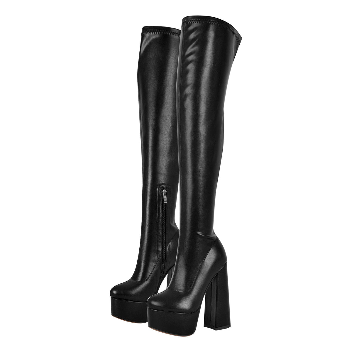 Platform Round Toe Chunky Heels Over The Knee Boots - Onlymaker Classic