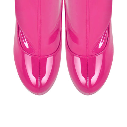 Patent Leather Platform Over The Knee High Heel Boots - Onlymaker Essential