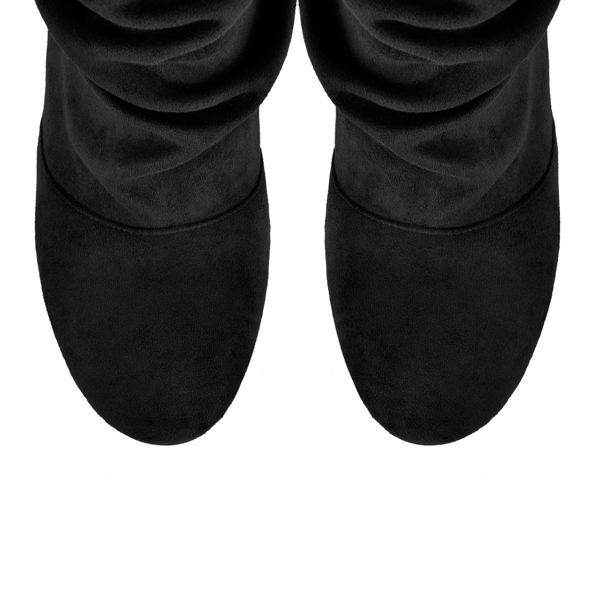 Suede Round Toe Ruched Stiletto Knee High Boots - Onlymaker Hot Sale