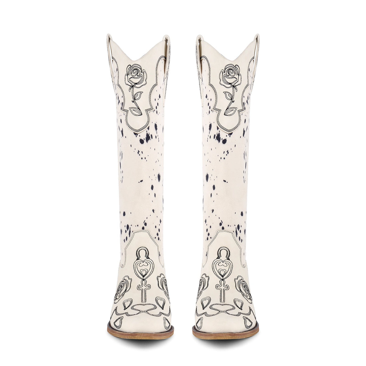 Embroidery Suede Patchwork Knee High Western Boots - Onlymaker Popular