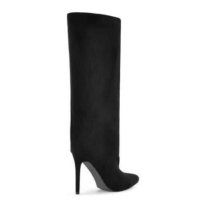 Pointed Toe Suede Stiletto Knee High Boots - Onlymaker Deals