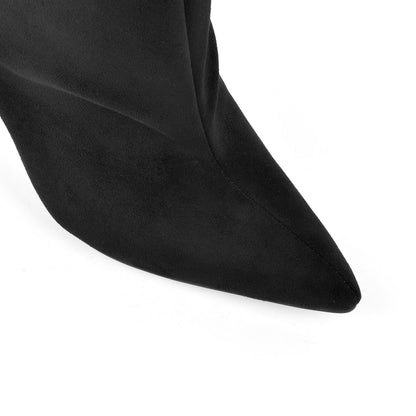 Pointed Toe Suede Stiletto Knee High Boots - Onlymaker Deals