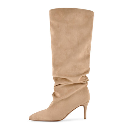 Pointed Toe Suede Slouch Knee High Boots - Onlymaker Discount