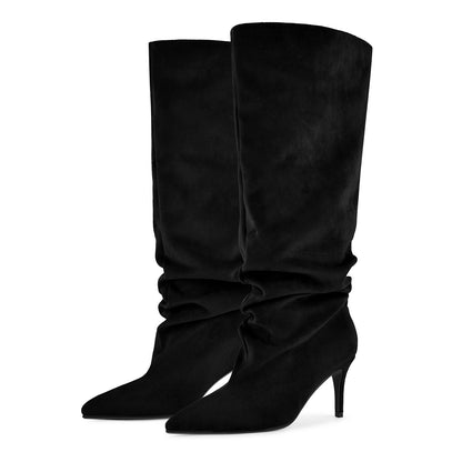 Pointed Toe Suede Slouch Knee High Boots - Onlymaker Discount