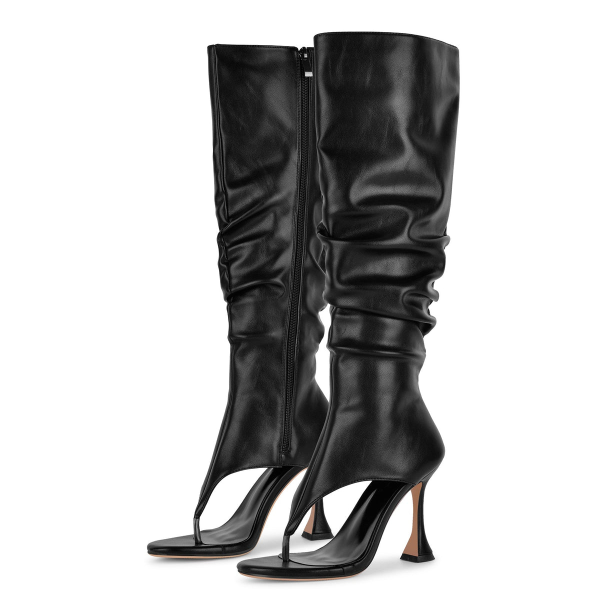 Round Toe Flip Flops Knee High Boots Sandals - Onlymaker Hot Sale