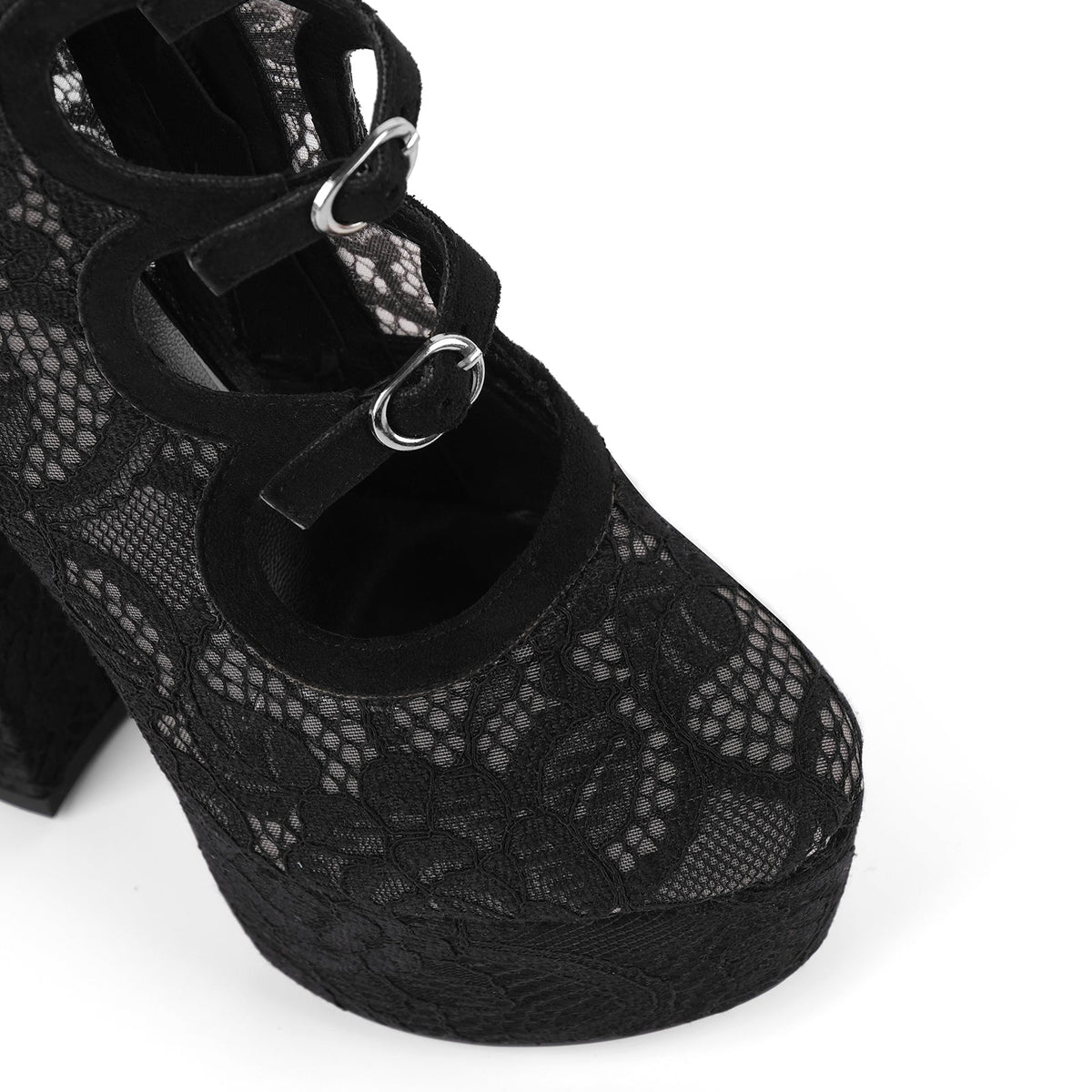 Lace Mesh Multi Buckle Strap Knee High Boots - Onlymaker Popular