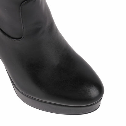 Round Toe Platform Knee High Boots - Onlymaker Trending