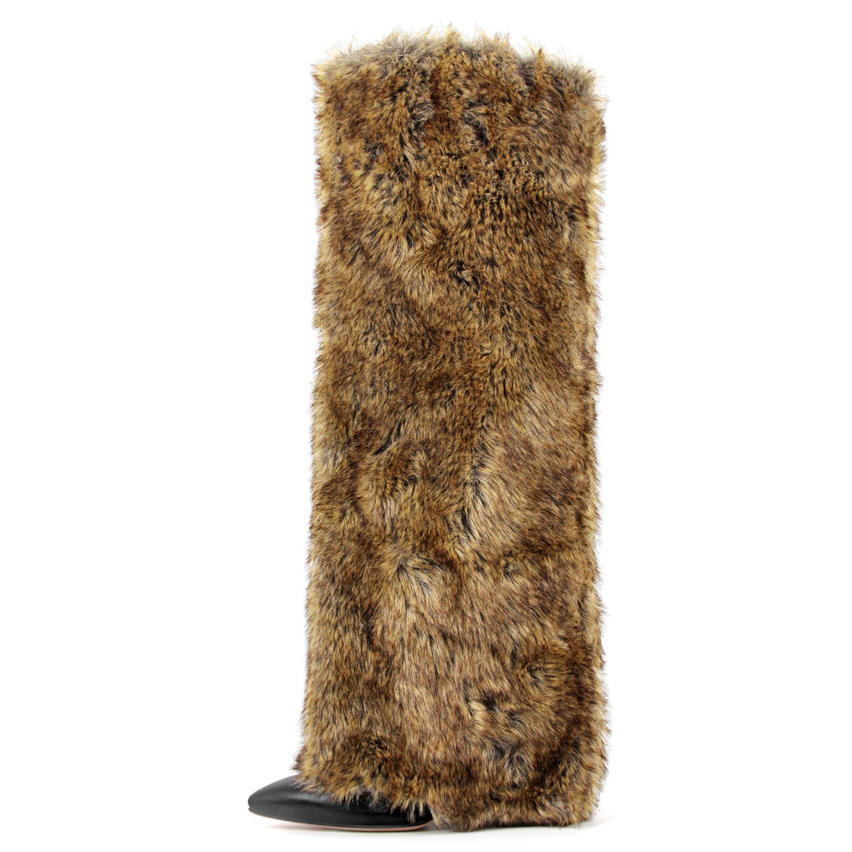 Pointed Toe Fur Fold Over Stiletto Knee High Boots - Onlymaker Everyday