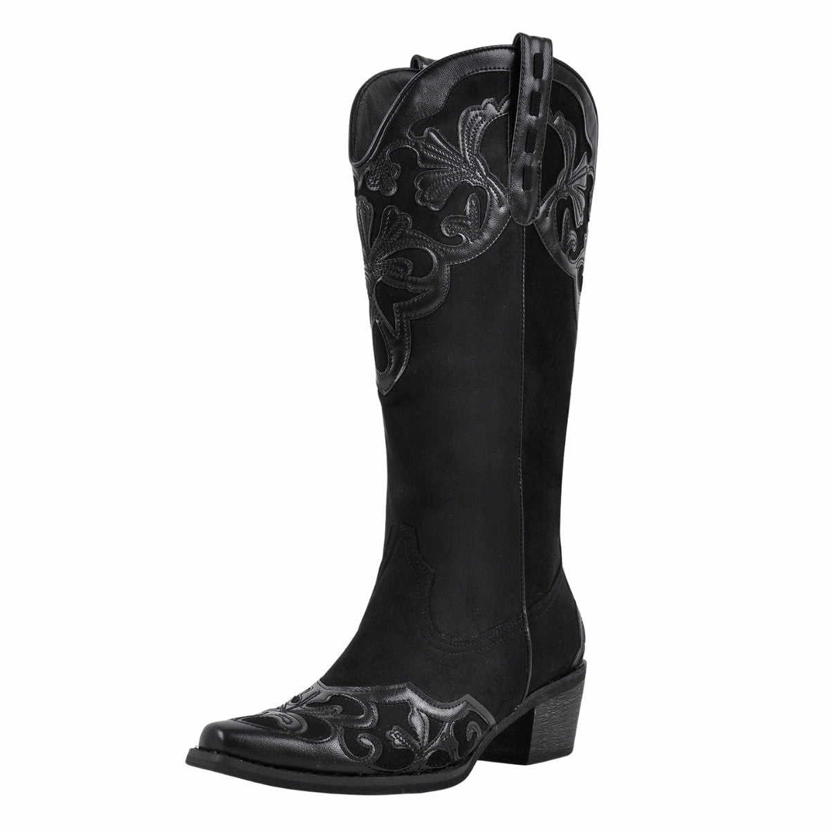 Pointed Toe Suede Knee High Western Boots - Onlymaker Featured