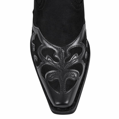Pointed Toe Suede Knee High Western Boots - Onlymaker Featured