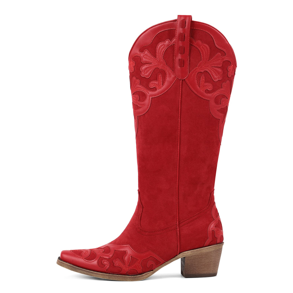 Pointed Toe Suede Knee High Western Boots - Onlymaker Featured