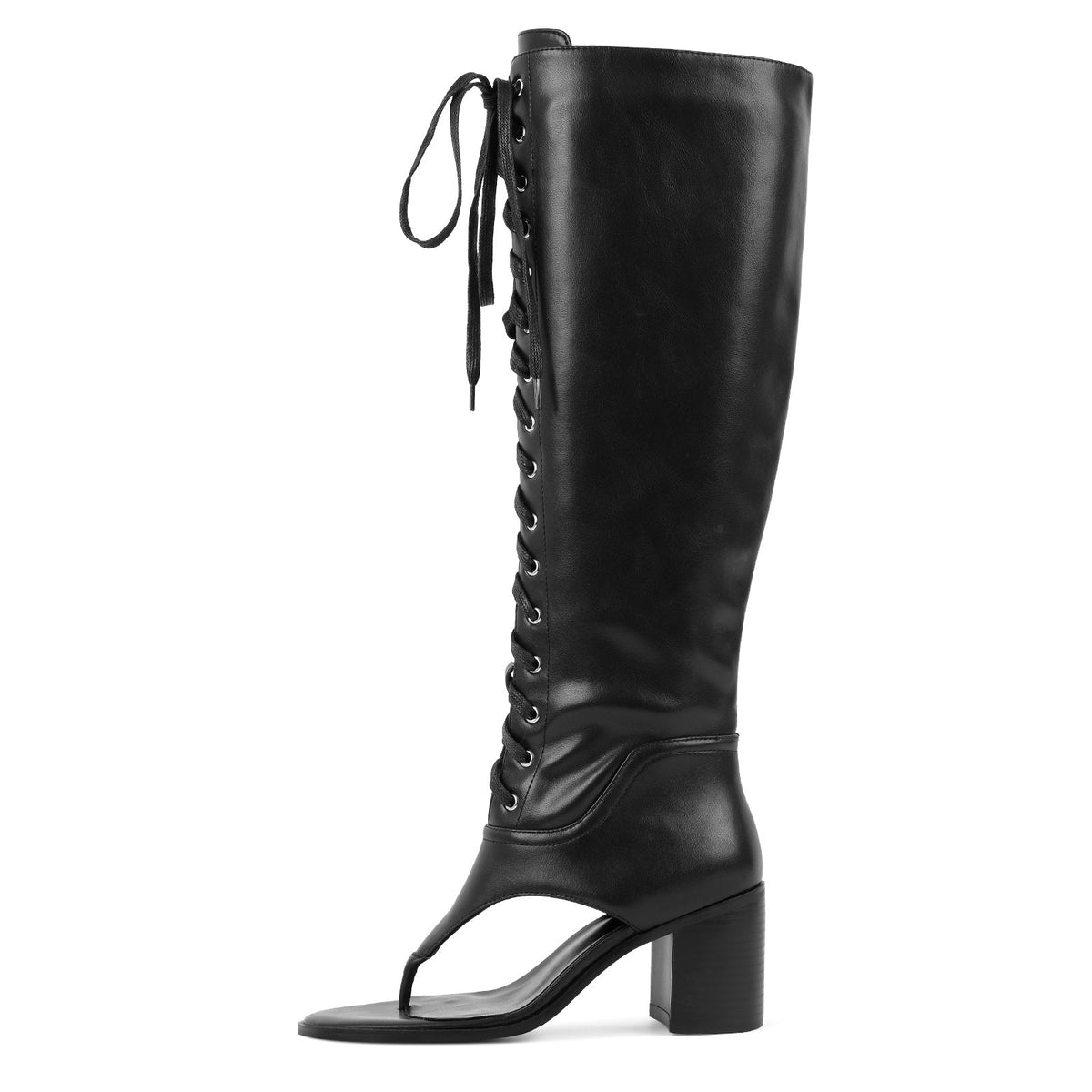 Thong Lace-up Knee High Bootie Sandals - Onlymaker Essential