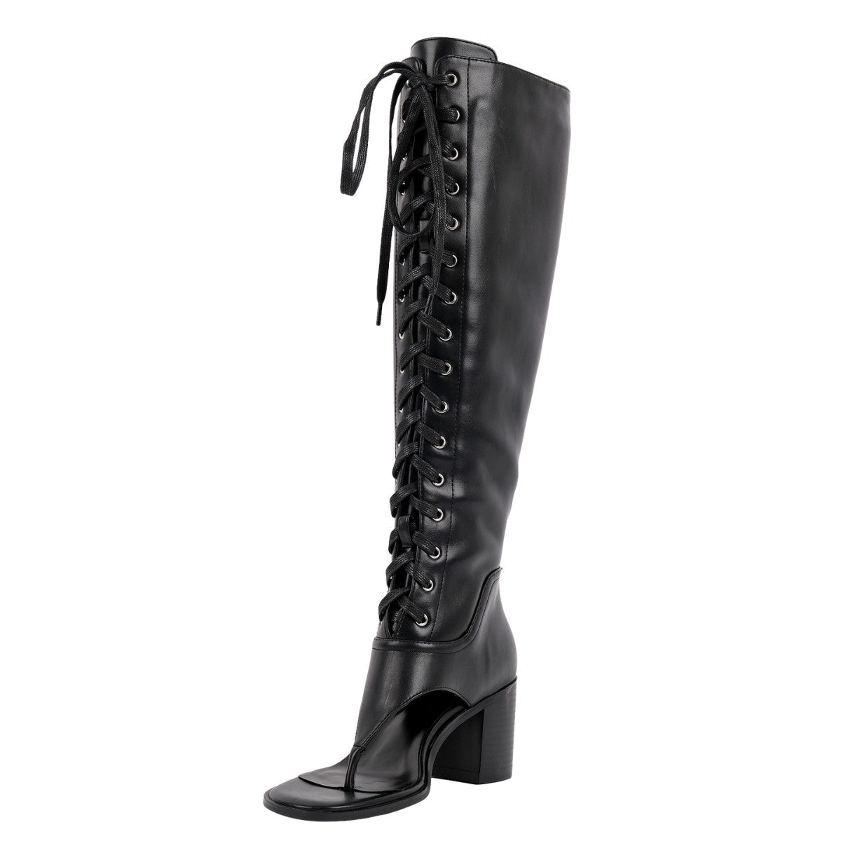 Thong Lace-up Knee High Bootie Sandals - Onlymaker Essential