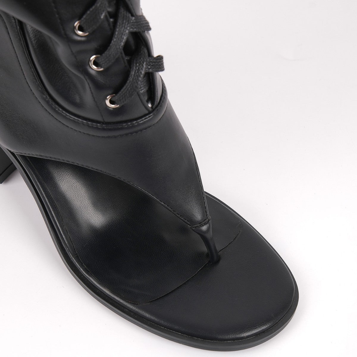 Thong Lace-up Knee High Bootie Sandals - Onlymaker Essential