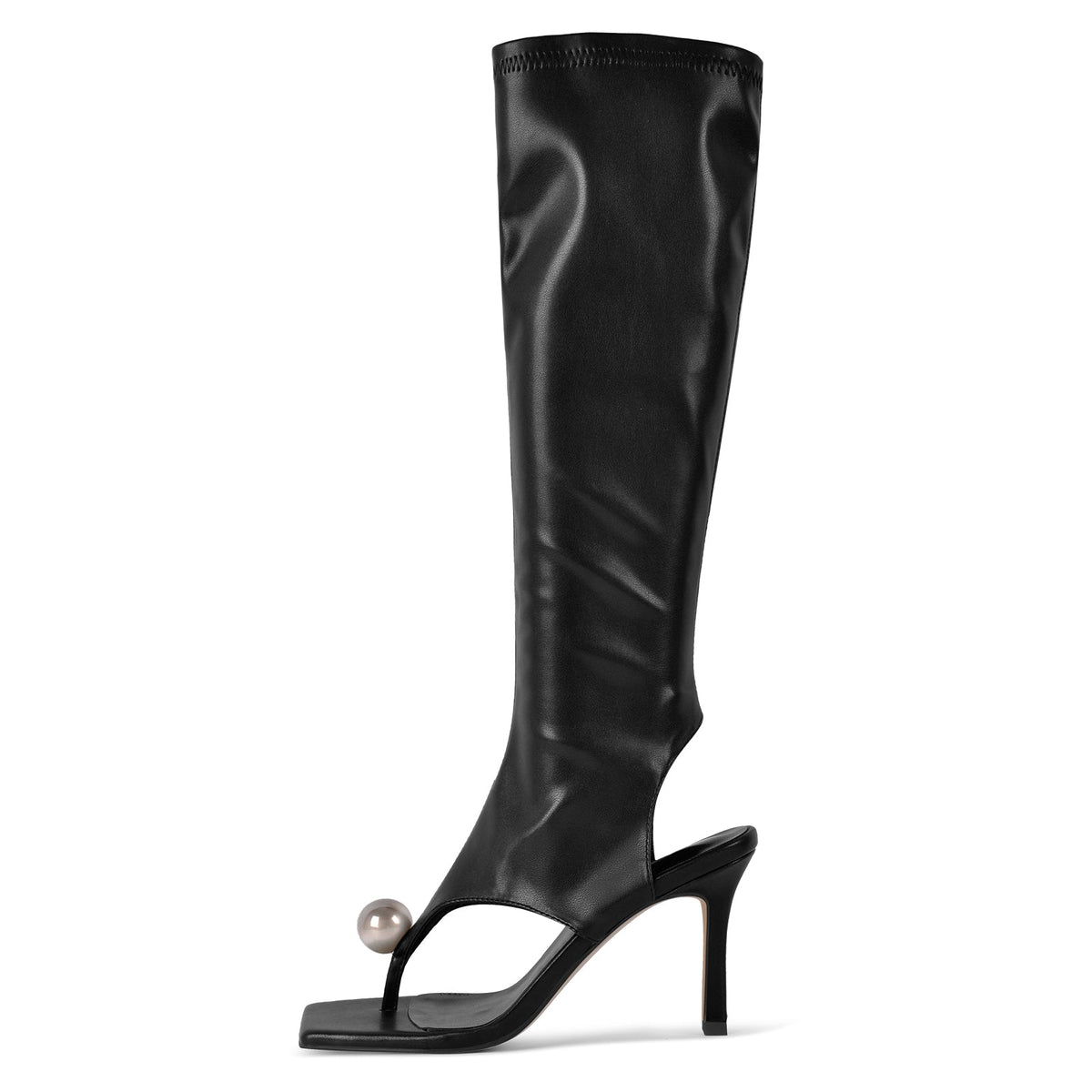 Thong Square Toe Knee High Bootie Sandals - Onlymaker Essential