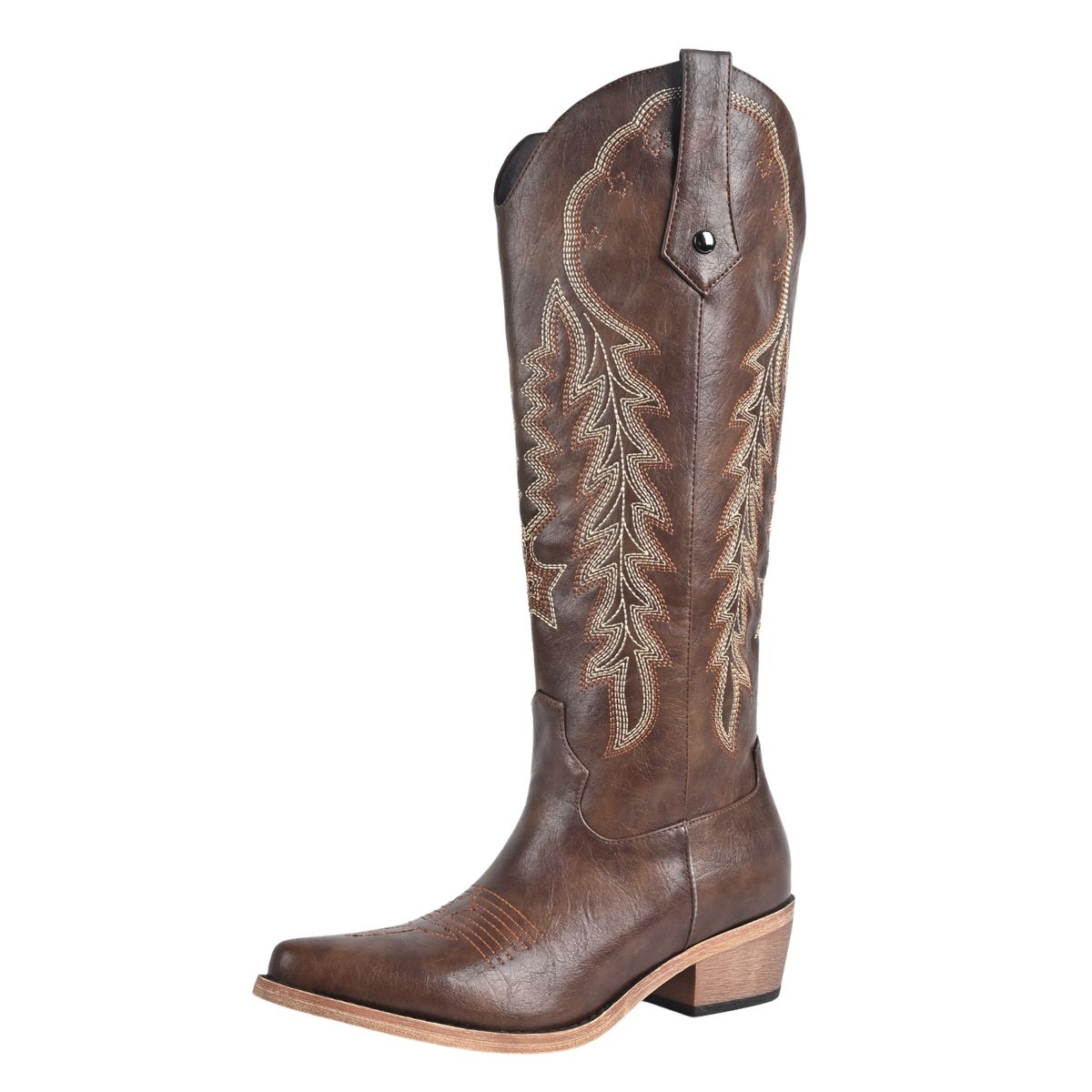 Pointed Toe Embroidery Knee High Western Boots - Onlymaker Premium