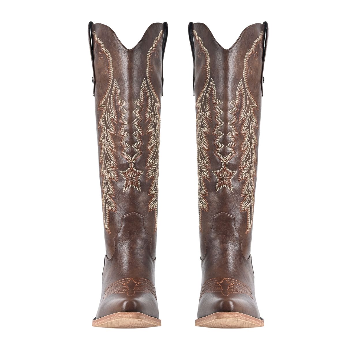 Pointed Toe Embroidery Knee High Western Boots - Onlymaker Premium