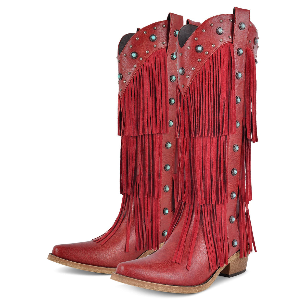 Fringe & Stud Knee High Western Boots - Onlymaker Best Seller
